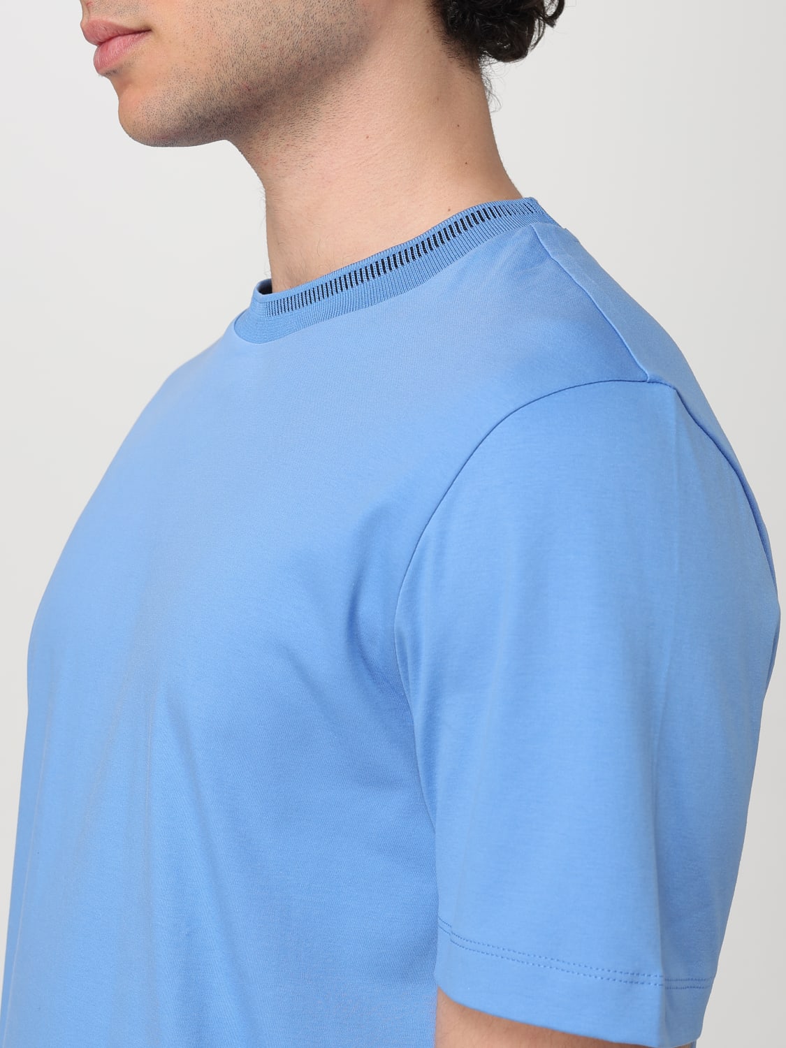 BOSS T-SHIRT: T-shirt basic in cotone Boss, Celeste - Img 3