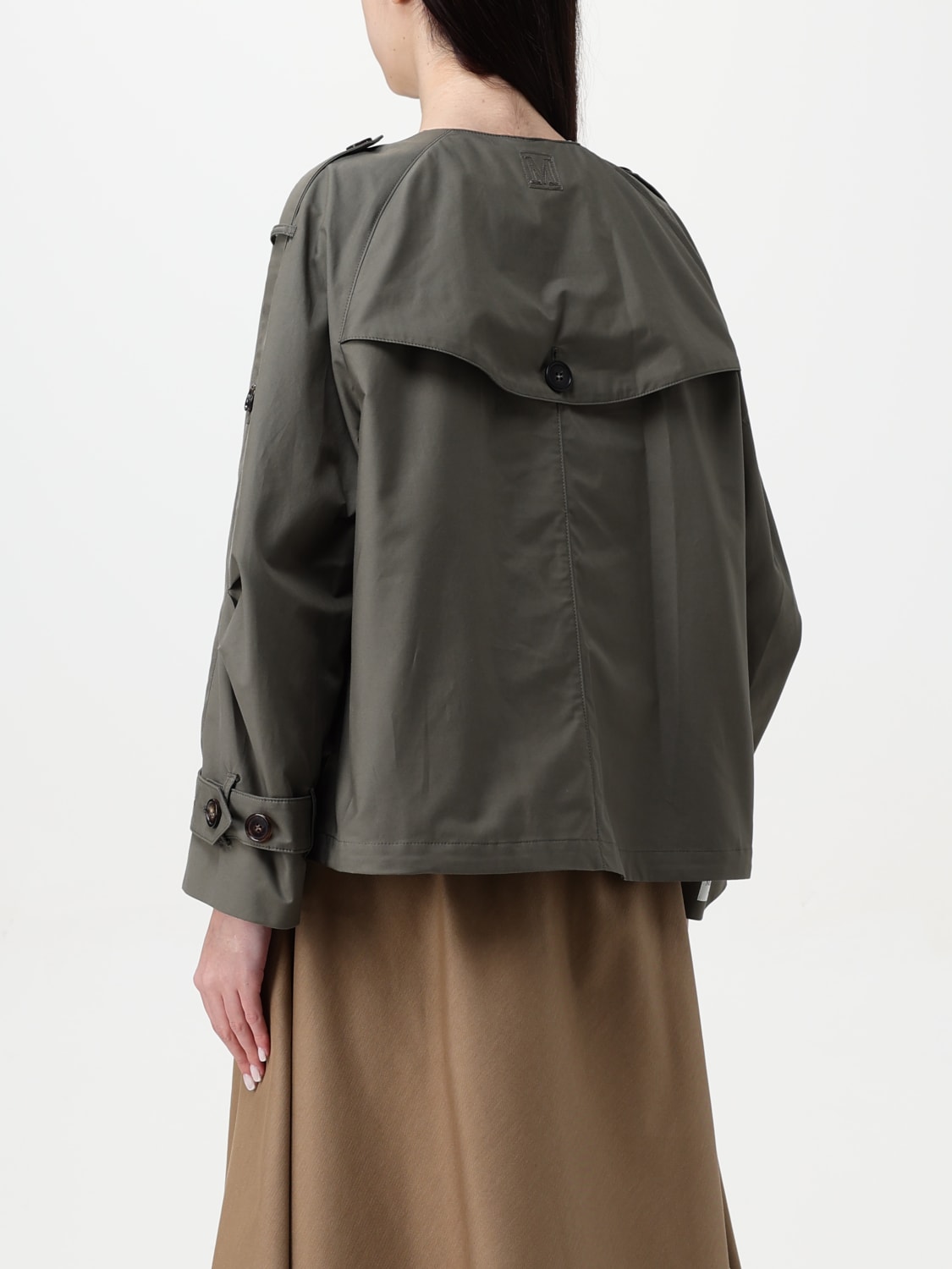 'S MAX MARA GIACCA: Trench 'S Max Mara in misto cotone , Verde - Img 2