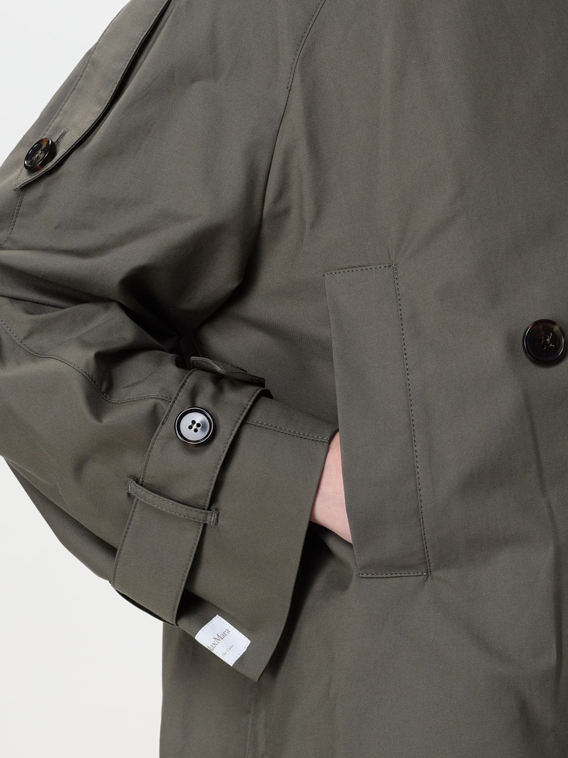 'S MAX MARA GIACCA: Trench 'S Max Mara in misto cotone , Verde - Img 4
