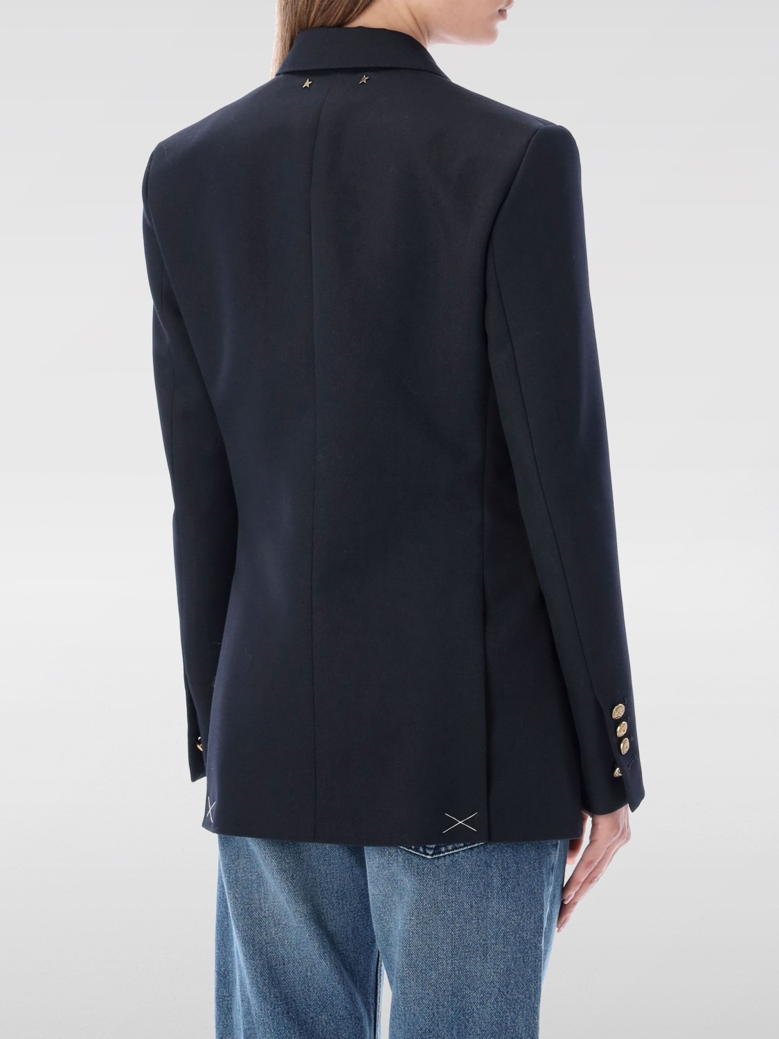 GOLDEN GOOSE: Blazer doppiopetto in misto lana - Blue