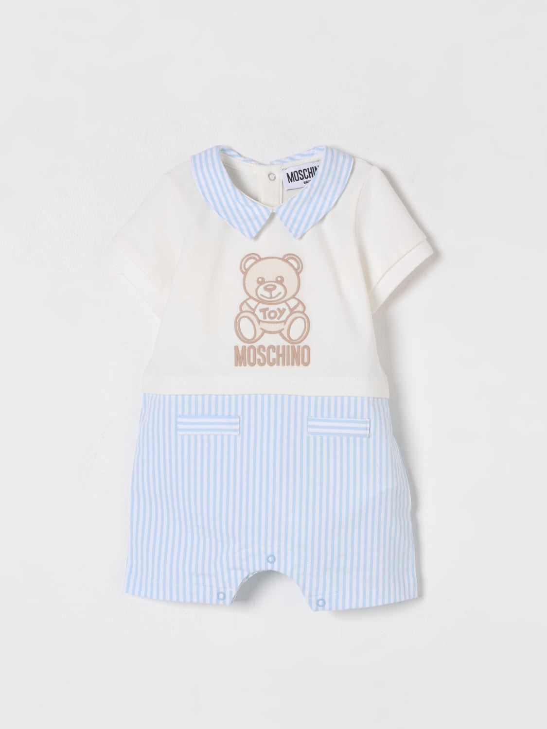 MOSCHINO TUTA: Tuta corta in cotone Teddy Moschino, Bianco - Img 1