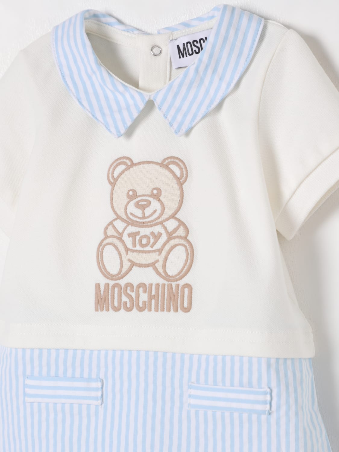 MOSCHINO TUTA: Tuta corta in cotone Teddy Moschino, Bianco - Img 3