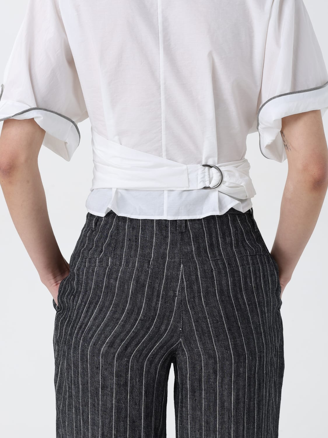 BRUNELLO CUCINELLI TOP: Blusa Brunello Cucinelli in cotone con monile nickel-free, Naturale - Img 5