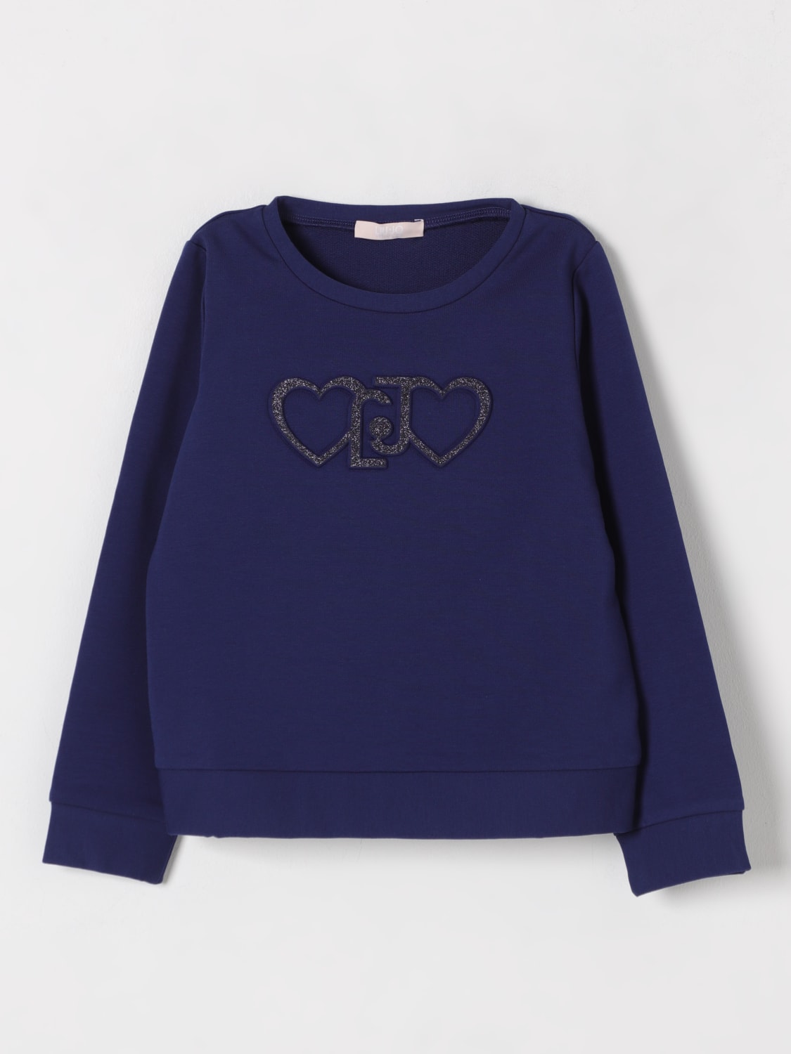 LIU JO MAGLIA: Felpa a girocollo con logo di strass Liu Jo, Blue - Img 1