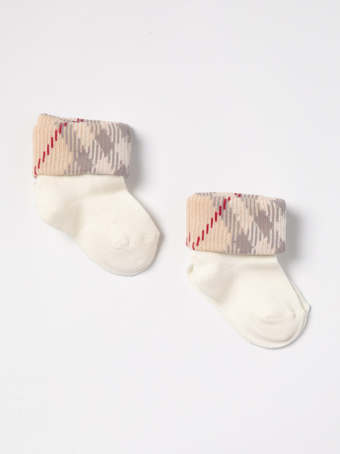 BURBERRY SOCKS: Socks baby kids Burberry, Yellow Cream - Img 1