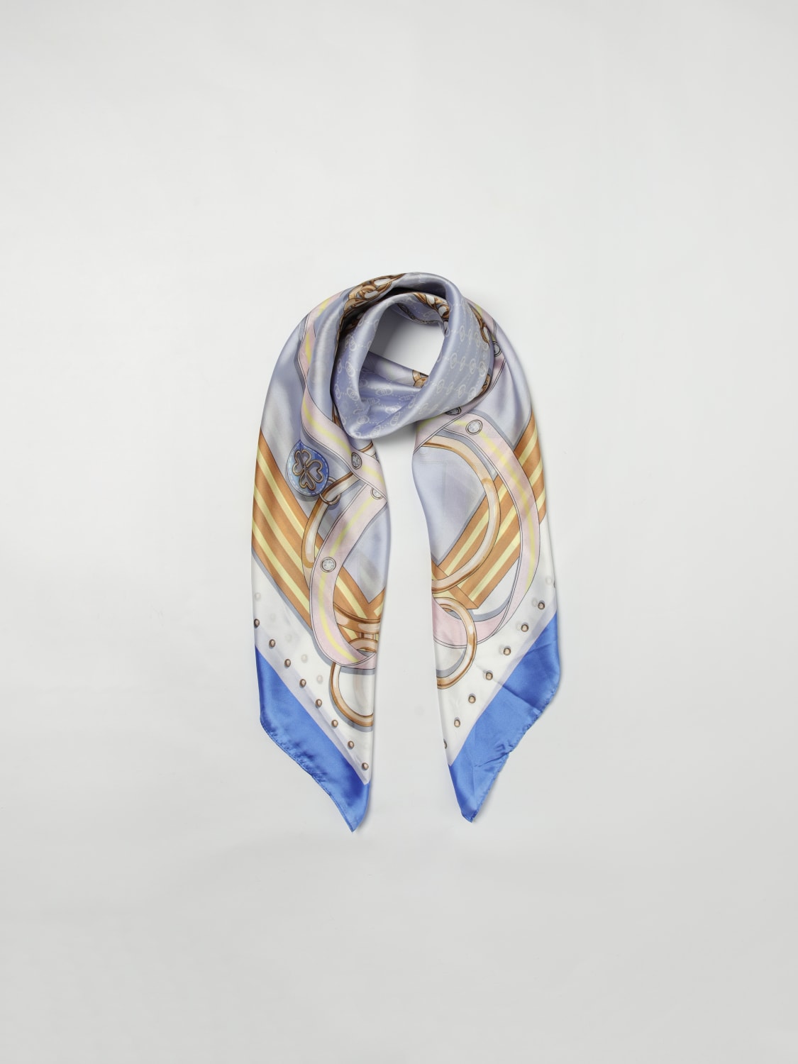LIU JO FOULARD: Foulard Liu Jo in raso con stampa chain , Blue - Img 2
