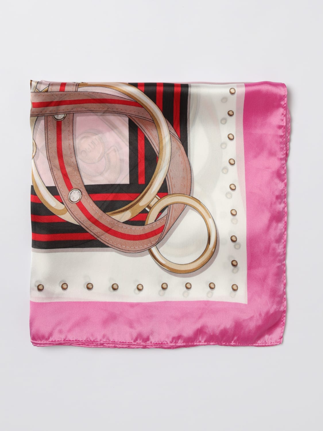LIU JO FOULARD: Foulard Liu Jo in raso con stampa chain , Rosa - Img 1
