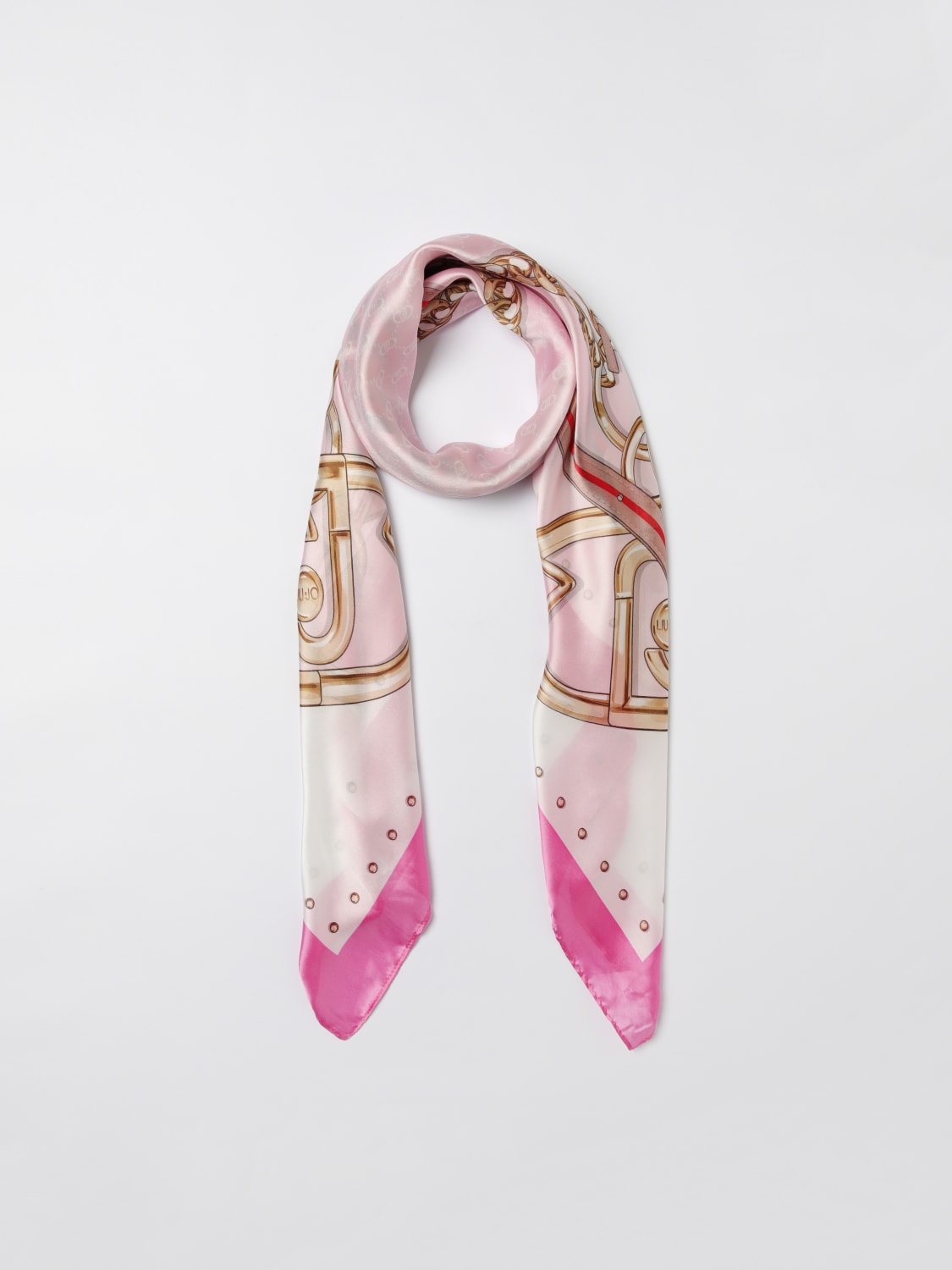 LIU JO FOULARD: Foulard Liu Jo in raso con stampa chain , Rosa - Img 2
