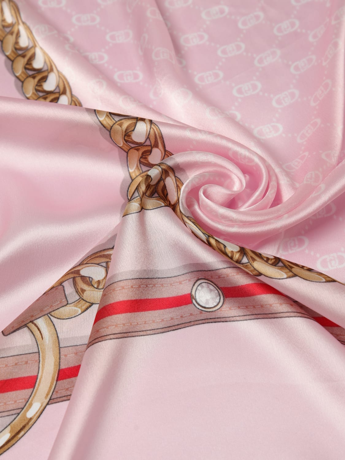 LIU JO FOULARD: Foulard Liu Jo in raso con stampa chain , Rosa - Img 3