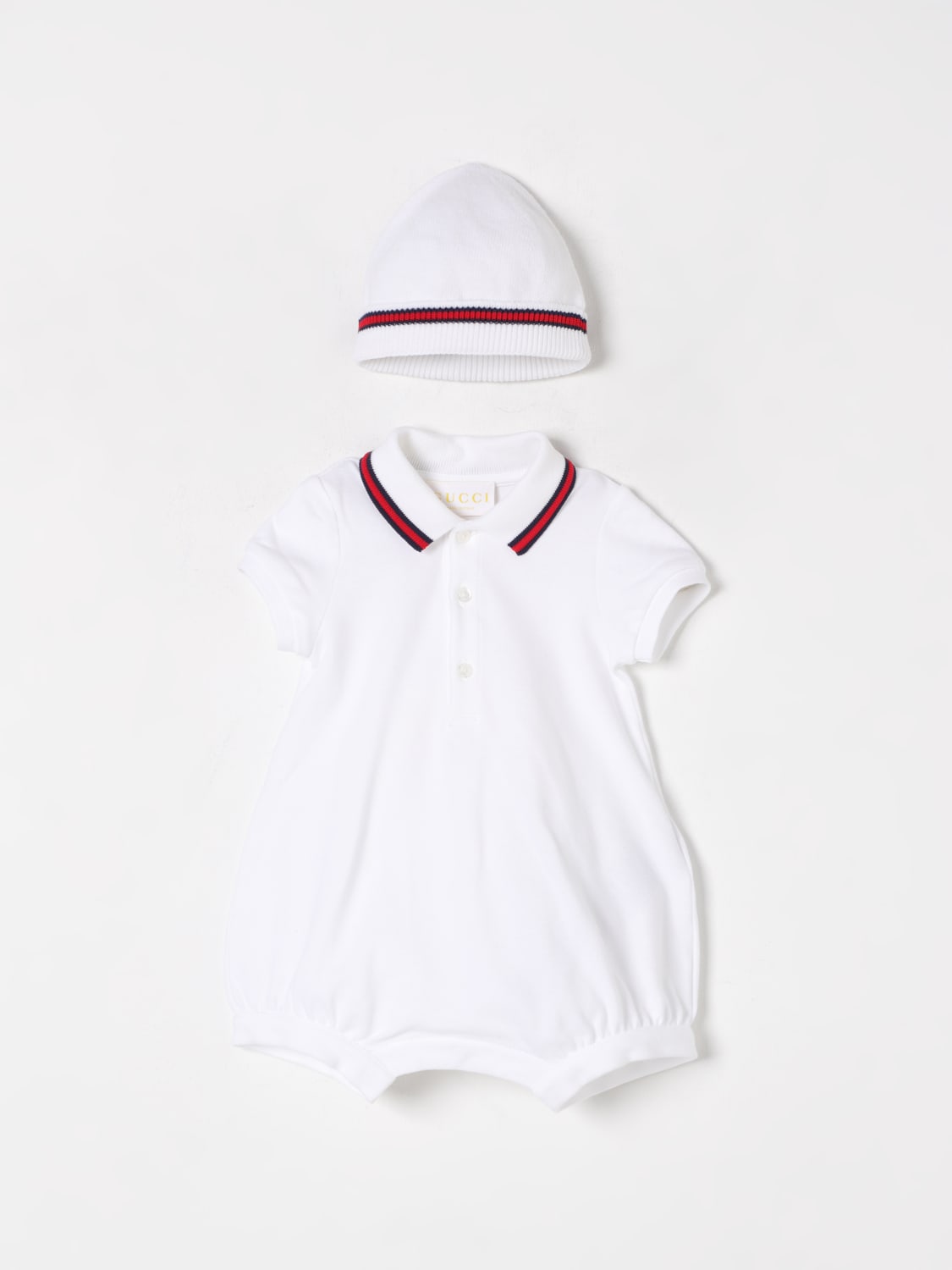 GUCCI COMPLETO: Coordinato 2 pezzi in cotone Web Gucci, Bianco - Img 1