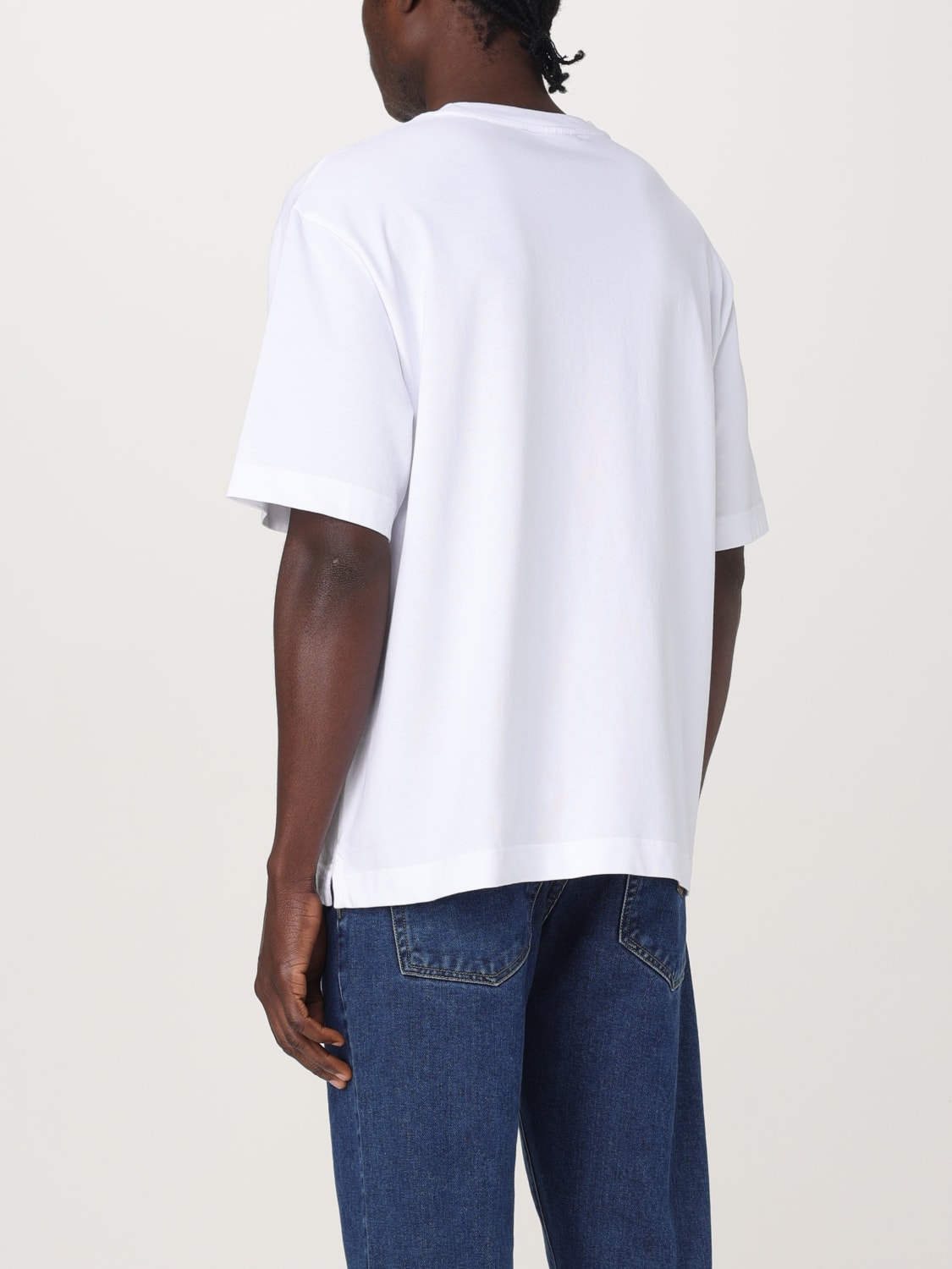 Tシャツ・カットソー MAISON KITSUNE Men T Shirts OM00122KJ0119 WHITE MAISON KITSUNÉ Line Handwriting Oversized T-Shirt | Male