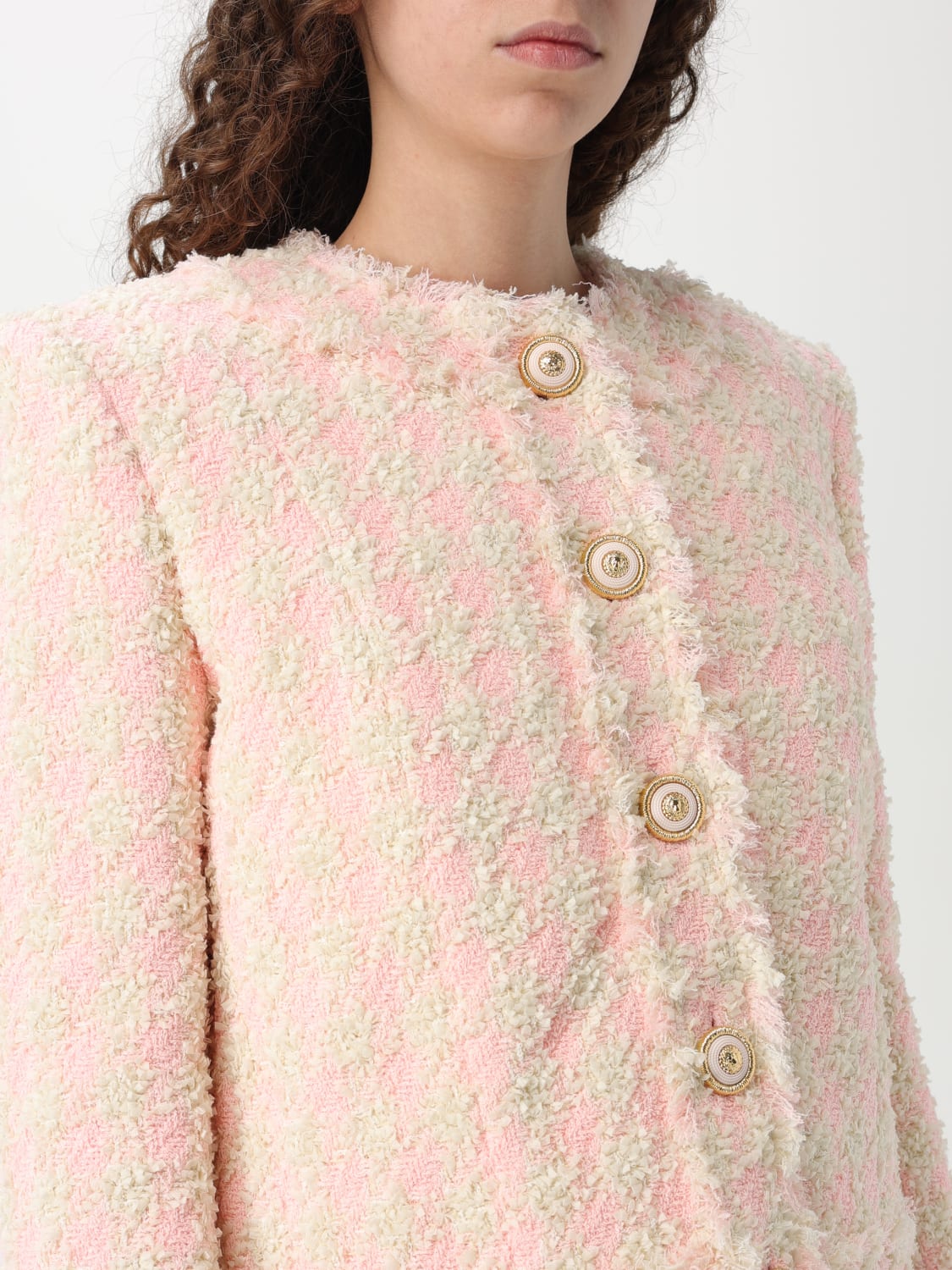 ジャケット BALMAIN Woman Jacket Pink EF1SK719XK69 OHP 5-button tweed jacket - Women | BALMAIN