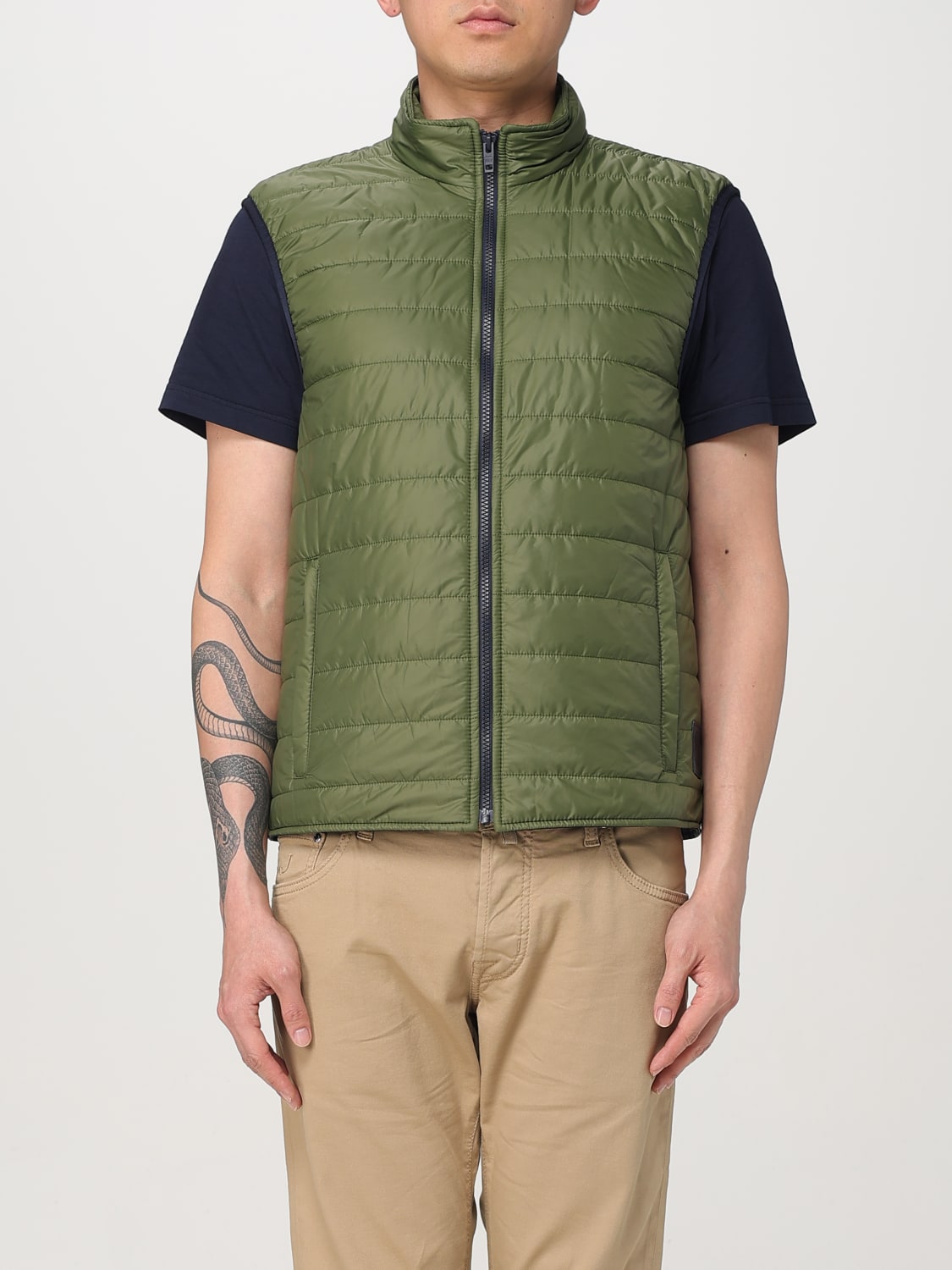 FAY GILET: Gilet trapuntato Fay in nylon , Verde - Img 1