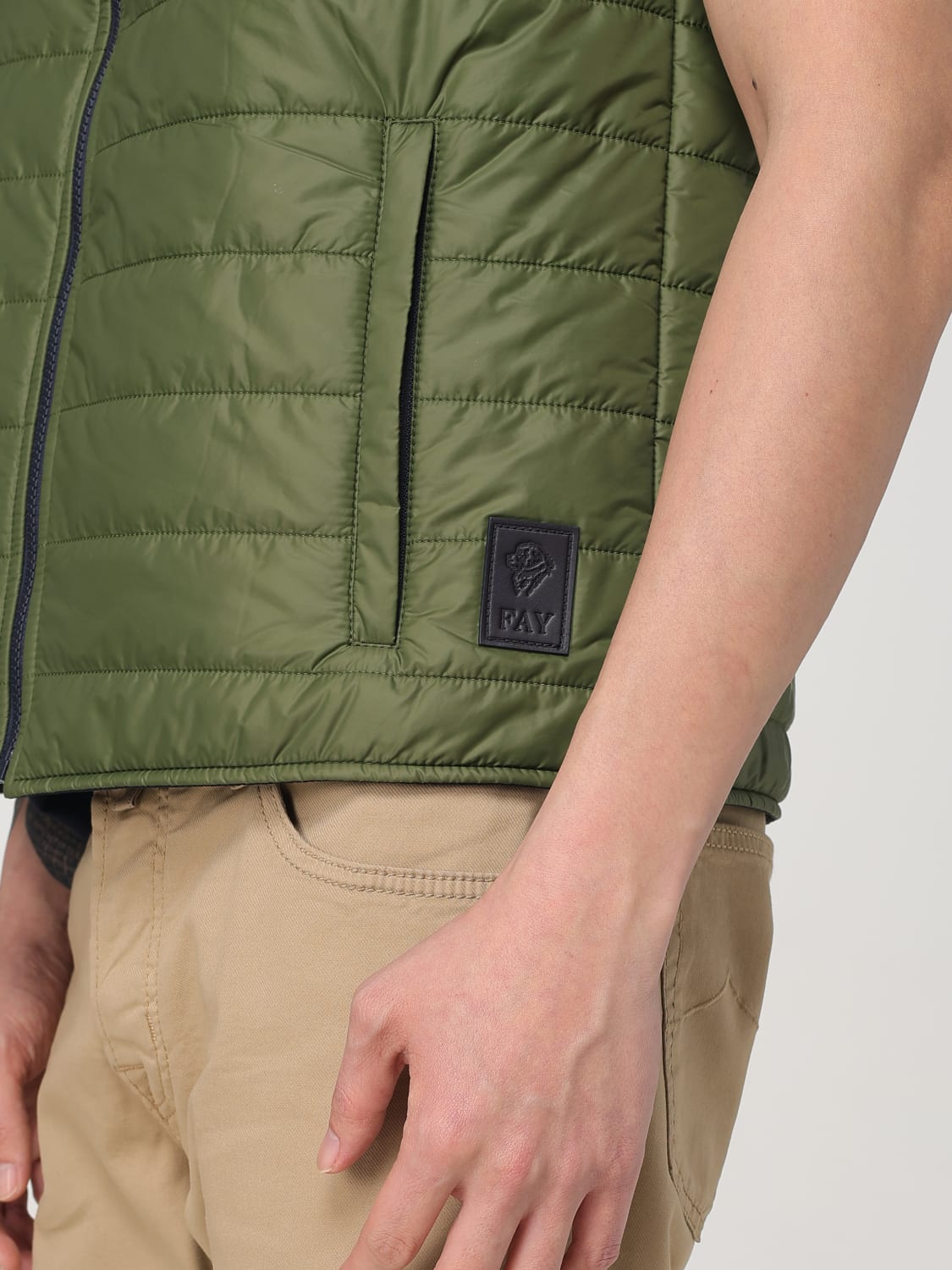 FAY GILET: Gilet trapuntato Fay in nylon , Verde - Img 4