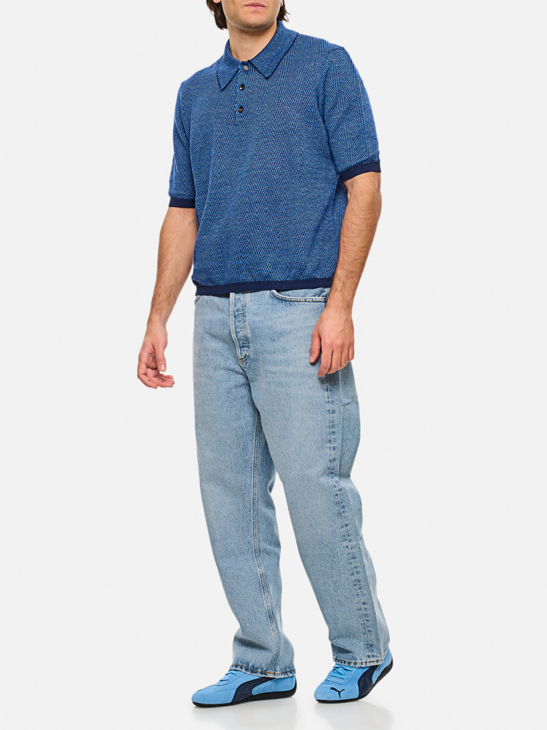 BOTTEGA VENETA 水色　ポロシャツ　ボッテガ　44 BOTTEGA VENETA 水色 ポロシャツ ボッテガ 44 BOTTEGA VENETA