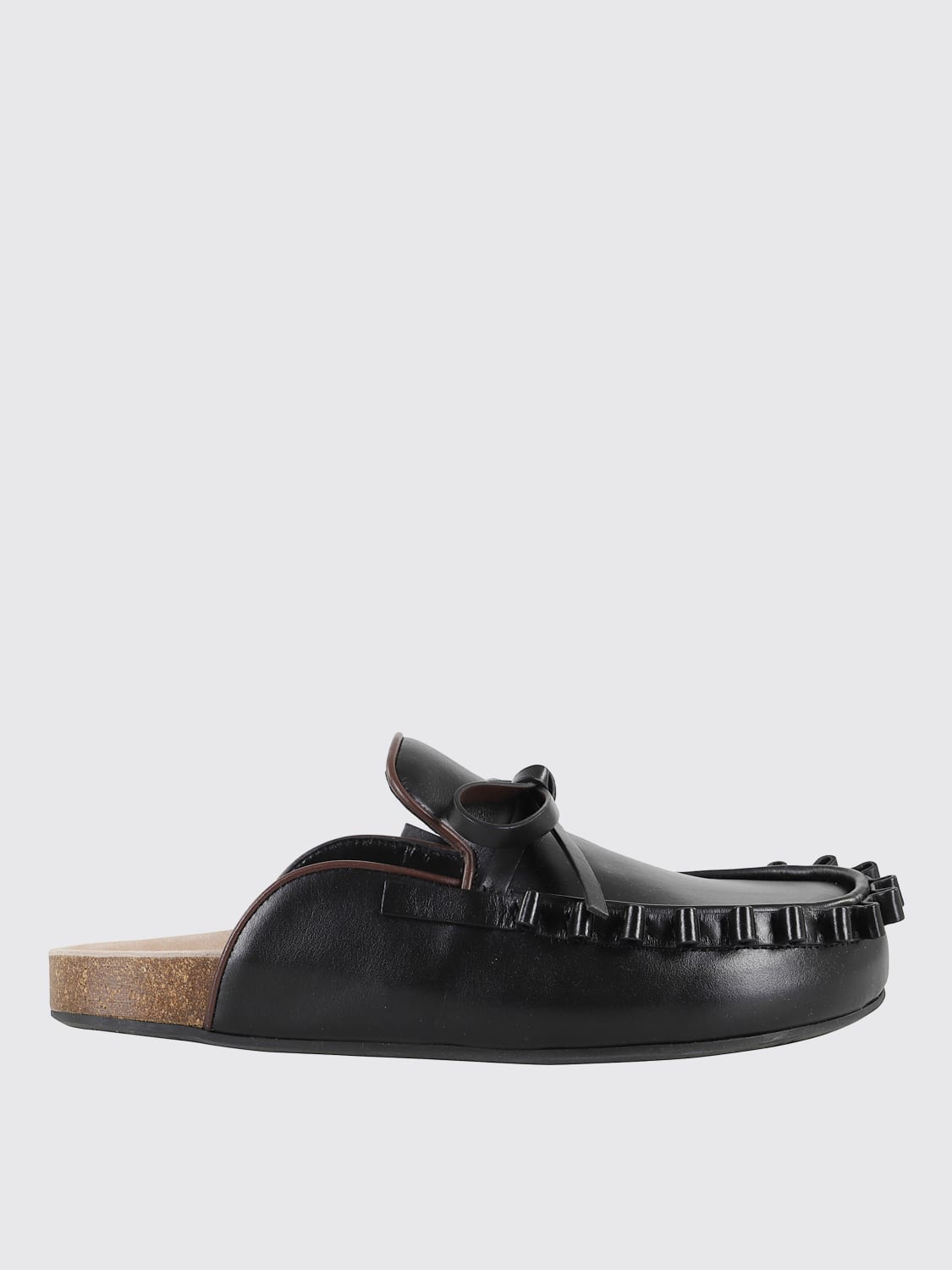 JW ANDERSON SCARPE: Sabot JW Anderson in pelle con fiocco , Nero - Img 1