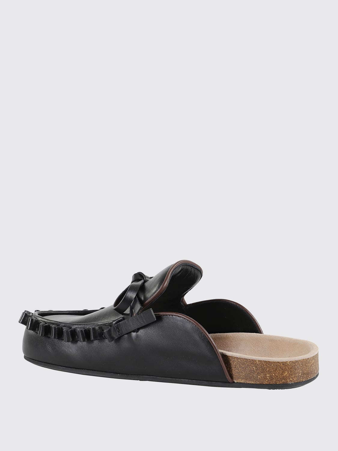 JW ANDERSON SCARPE: Sabot JW Anderson in pelle con fiocco , Nero - Img 3