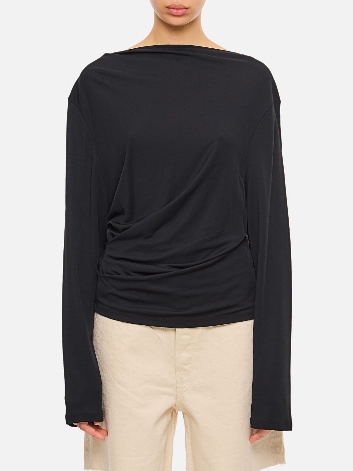JACQUEMUS TOP: Top drappeggiato Jacquemus in misto viscosa , Nero - Img 1