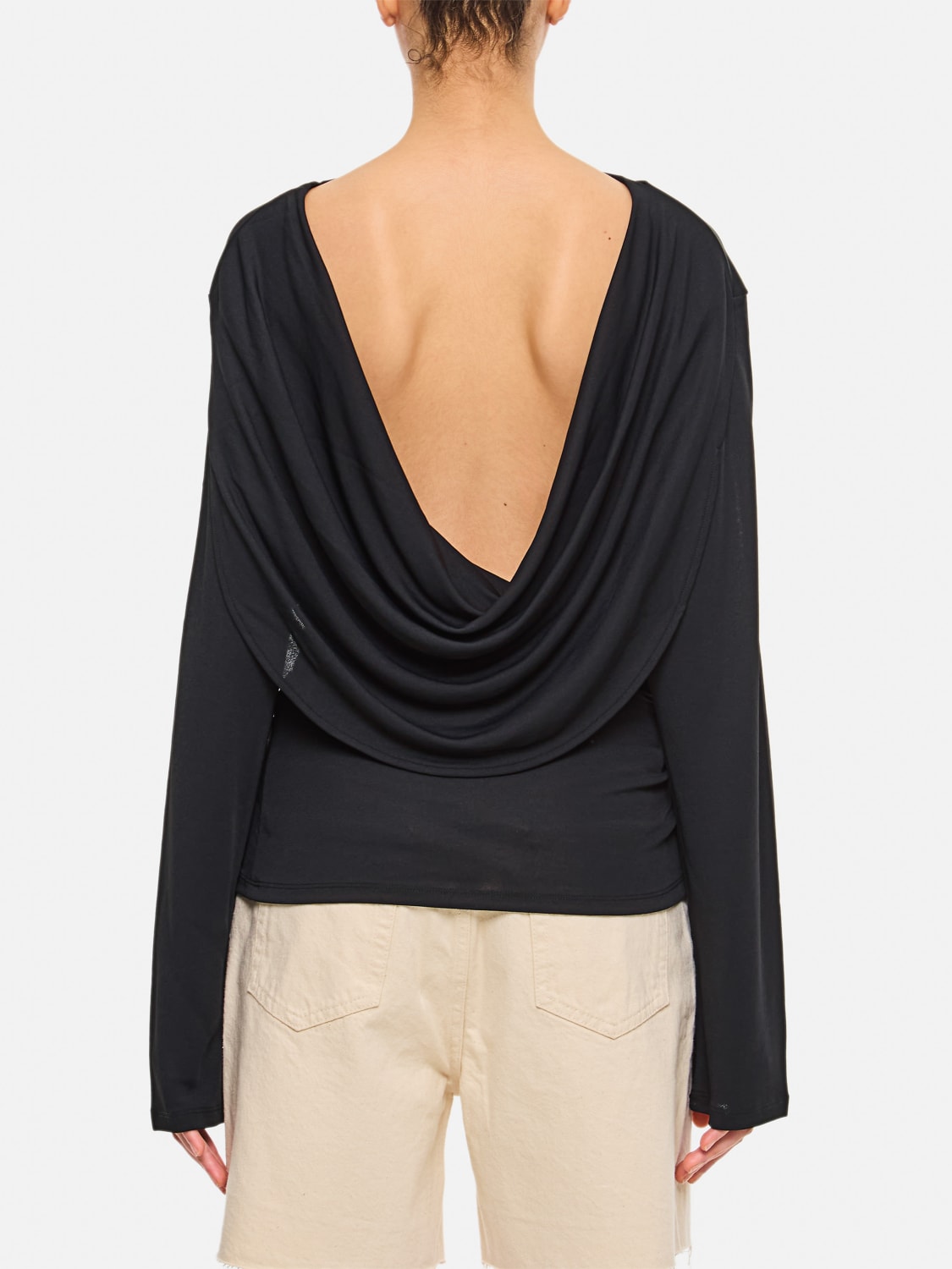 JACQUEMUS TOP: Top drappeggiato Jacquemus in misto viscosa , Nero - Img 3