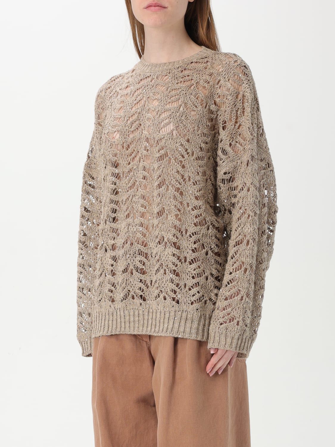 BRUNELLO CUCINELLI: Sweater woman - Beige | Brunello Cucinelli