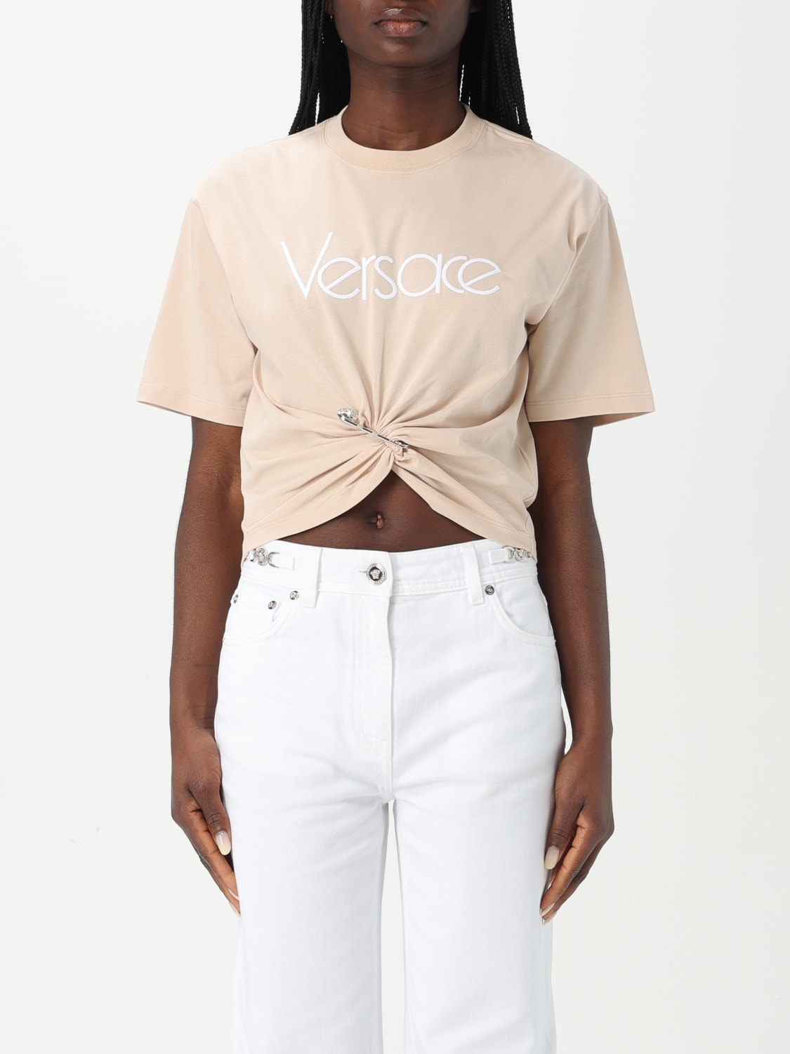 Tシャツ・カットソー VERSACE Women Tops 10188981A13610 2KQ70 Pink VERSACE: T-shirt woman - Pink | Versace t-shirt
