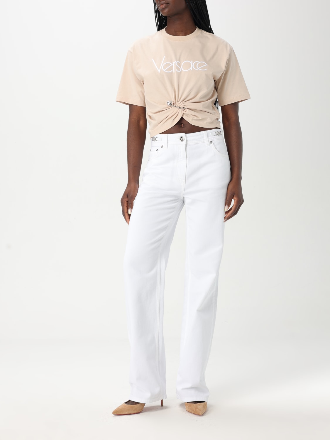 Tシャツ・カットソー VERSACE Women Tops 10188981A13610 2KQ70 Pink VERSACE: T-shirt woman - Pink | Versace t-shirt