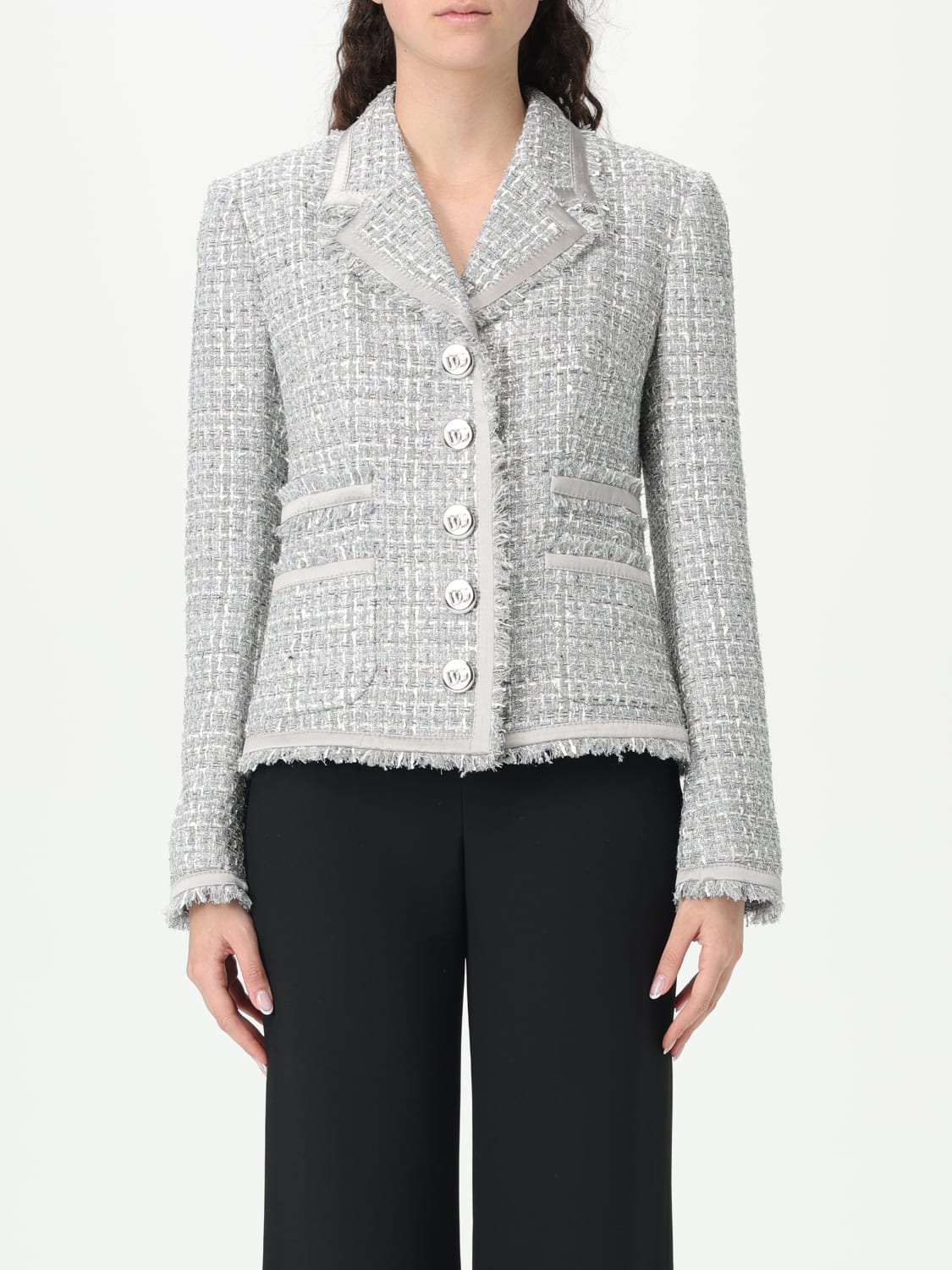 スーツ DOLCE  GABBANA Women Suit Jackets F27DIT FQOAB S8100 GREY Short single-breasted lamé bouclé jacket in Multicolor for