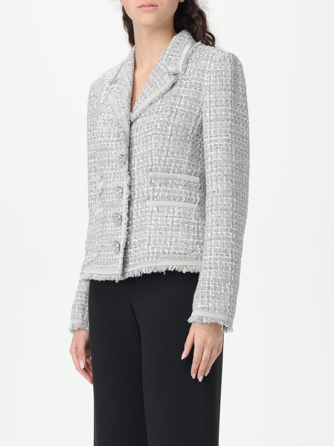 ジャケット DOLCE  GABBANA Women Outer F27DIT FQOAB S8100 GREY Short single-breasted lamé bouclé jacket in Multicolor for
