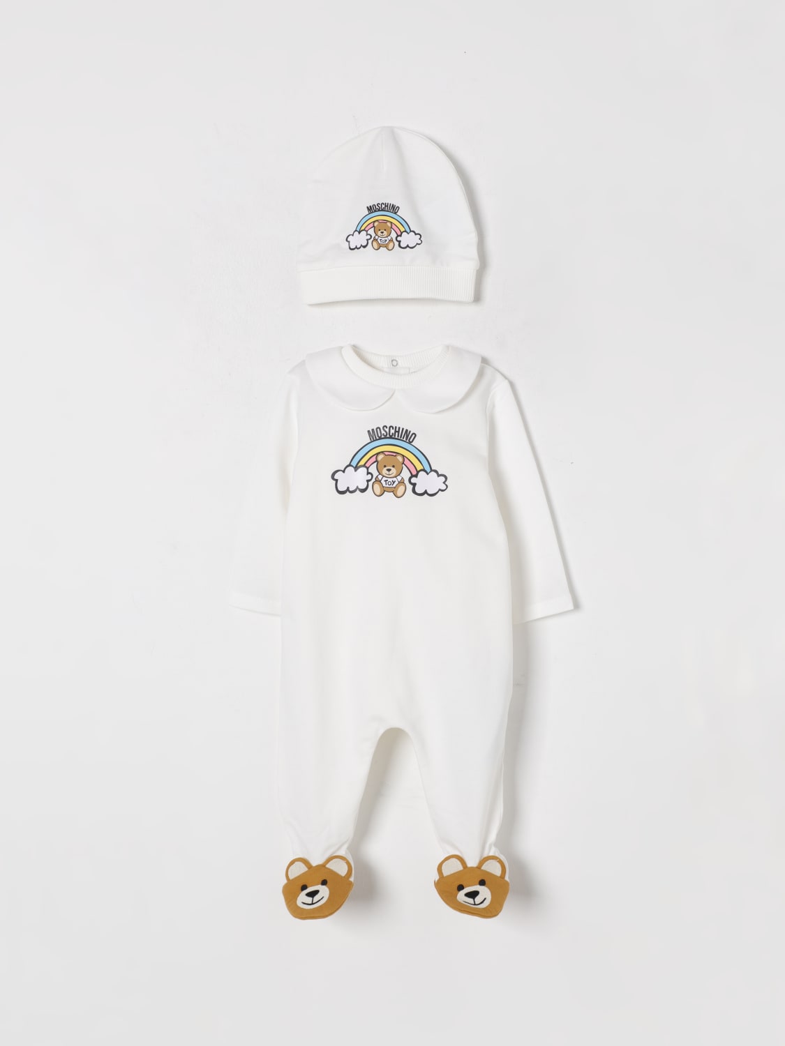 MOSCHINO COMPLETO: Coordinato in cotone Teddy Toy Moschino, Bianco - Img 1