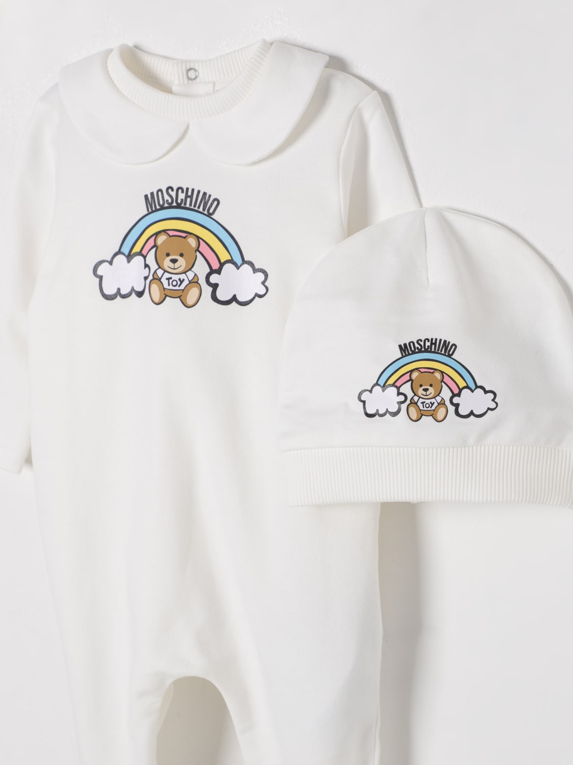 MOSCHINO COMPLETO: Coordinato in cotone Teddy Toy Moschino, Bianco - Img 3