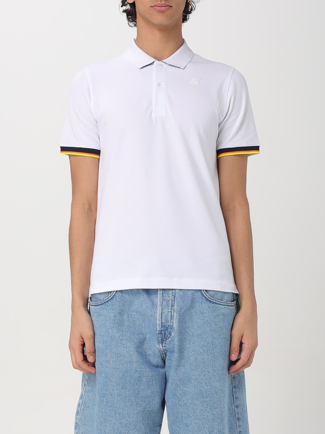 K-WAY POLO SHIRT: K-way basic cotton polo shirt with mini logo, White - Img 1