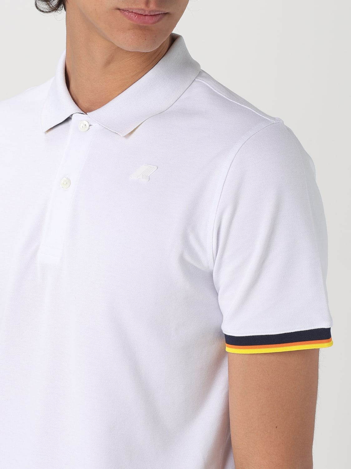 K-WAY POLO SHIRT: K-way basic cotton polo shirt with mini logo, White - Img 3
