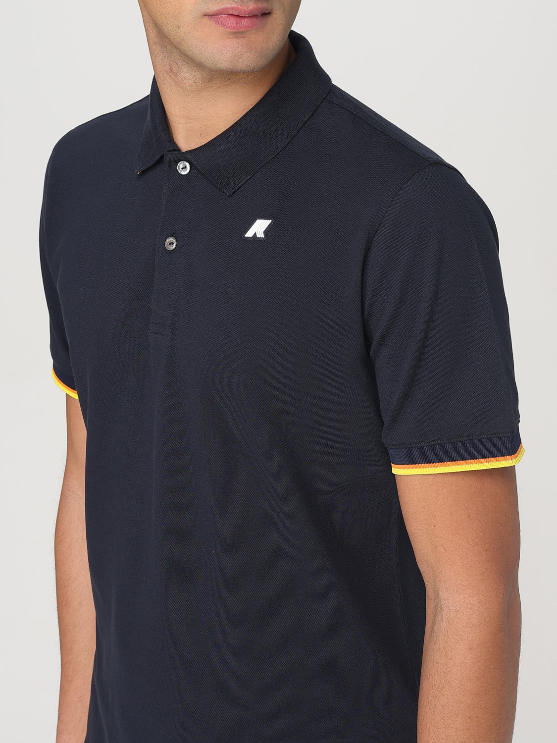 K-WAY POLO SHIRT: K-way basic cotton polo shirt with mini logo, Blue - Img 3