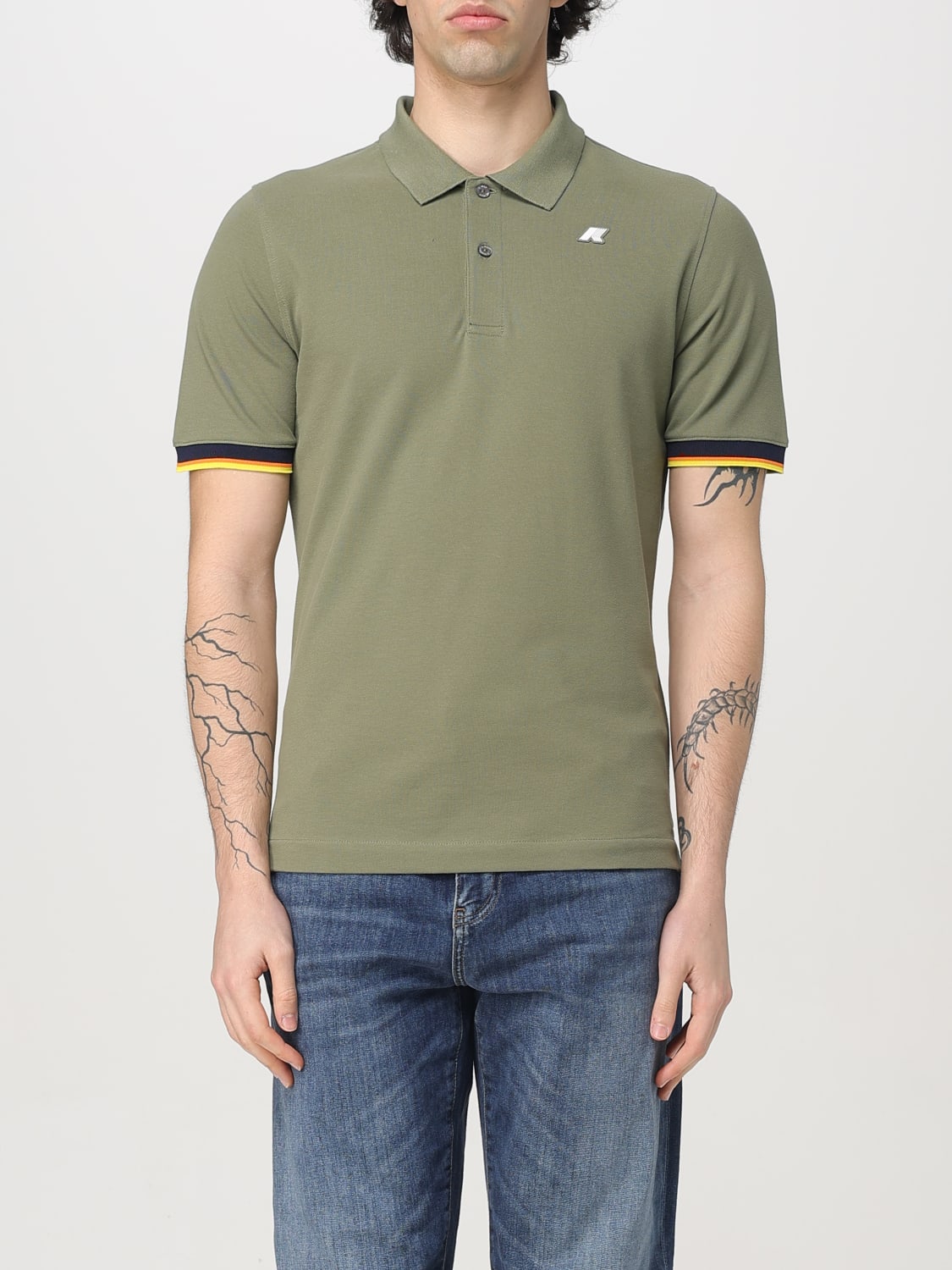 K-WAY POLO SHIRT: K-way basic cotton polo shirt with mini logo, Green - Img 1