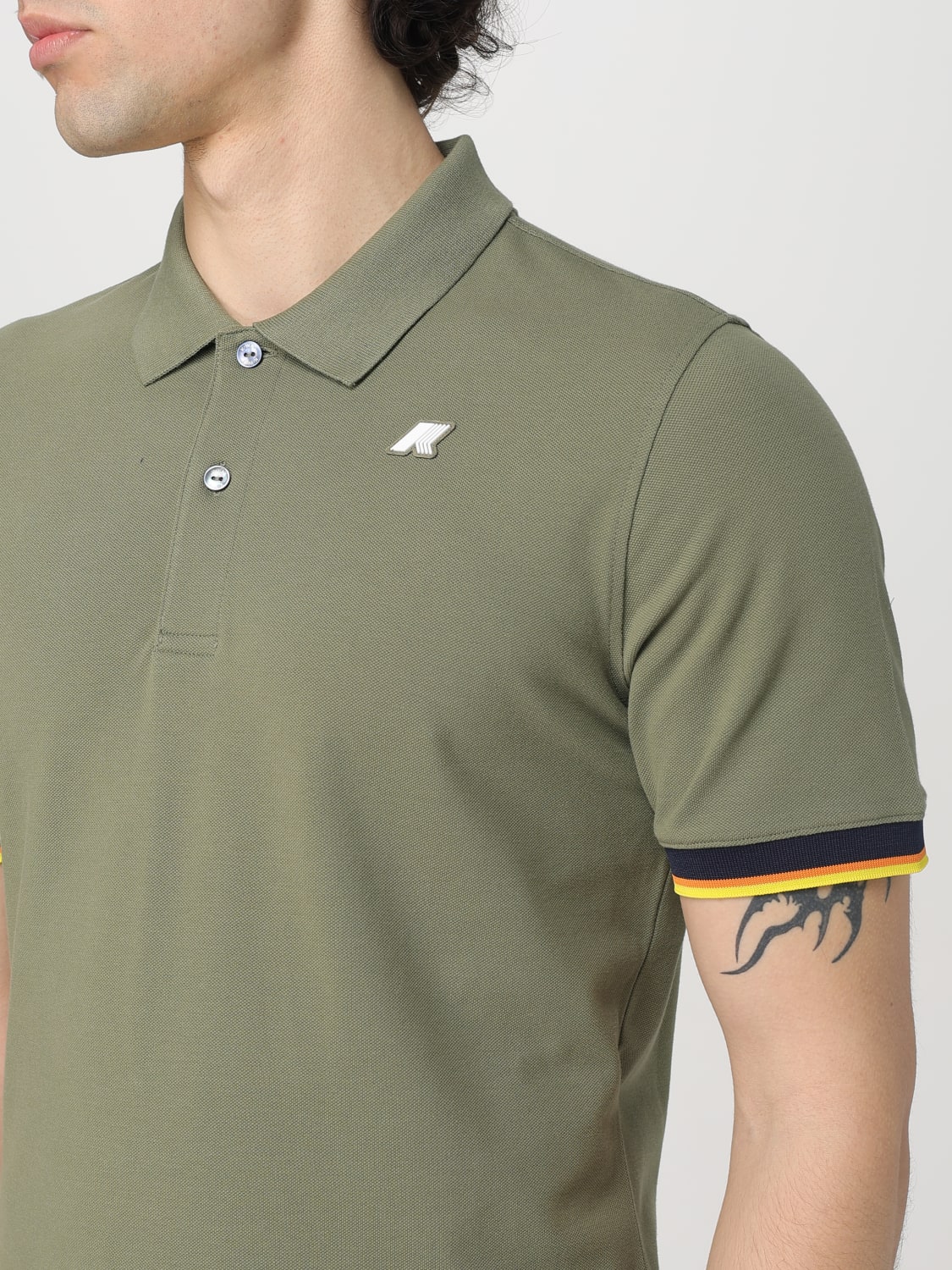 K-WAY POLO SHIRT: K-way basic cotton polo shirt with mini logo, Green - Img 3