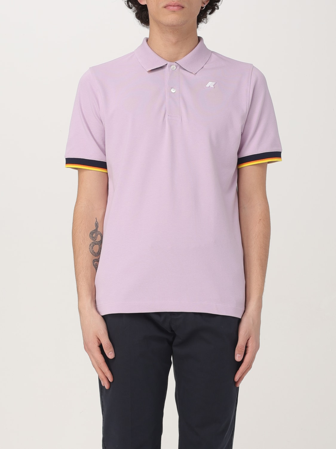 K-WAY POLO SHIRT: K-way basic cotton polo shirt with mini logo, Violet - Img 1