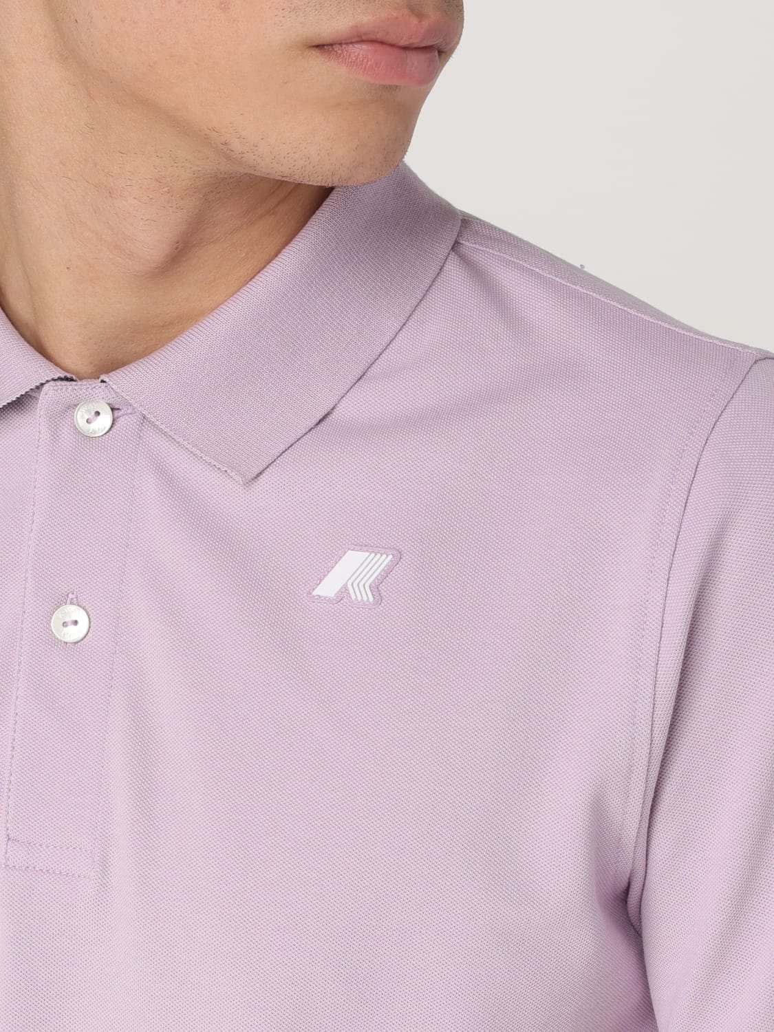 K-WAY POLO SHIRT: K-way basic cotton polo shirt with mini logo, Violet - Img 3