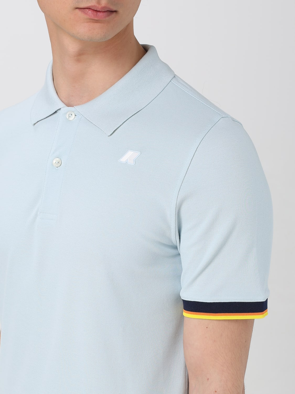 K-WAY POLO SHIRT: K-way basic cotton polo shirt with mini logo, Blue 2 - Img 3