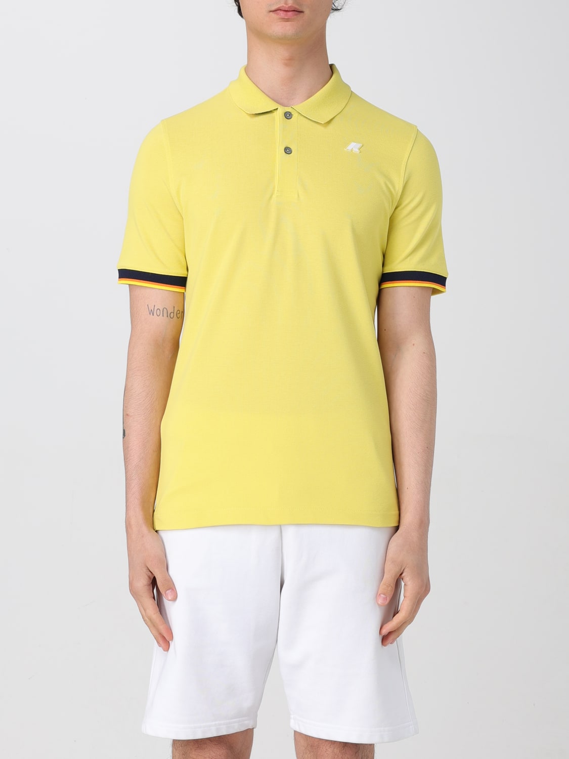 K-WAY POLO SHIRT: K-way basic cotton polo shirt with mini logo, Lime - Img 1