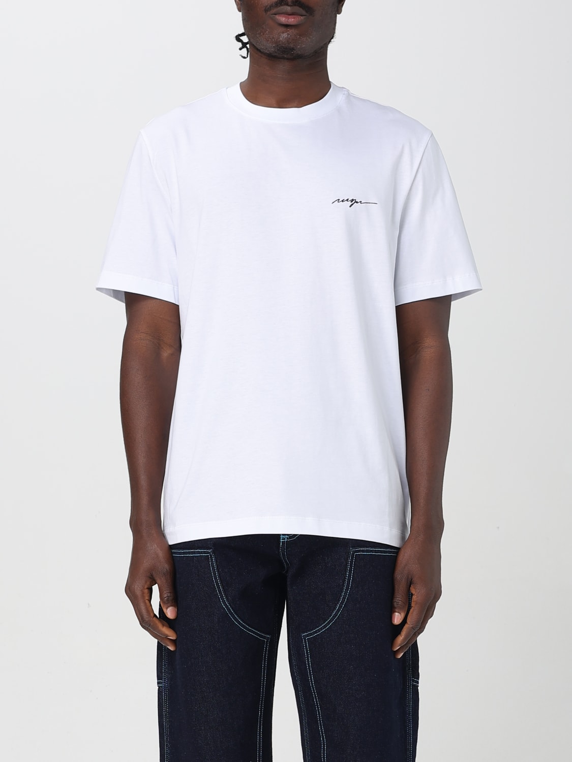 MSGM T-SHIRT: T-shirt in cotone con mini logo MSGM, Bianco - Img 1