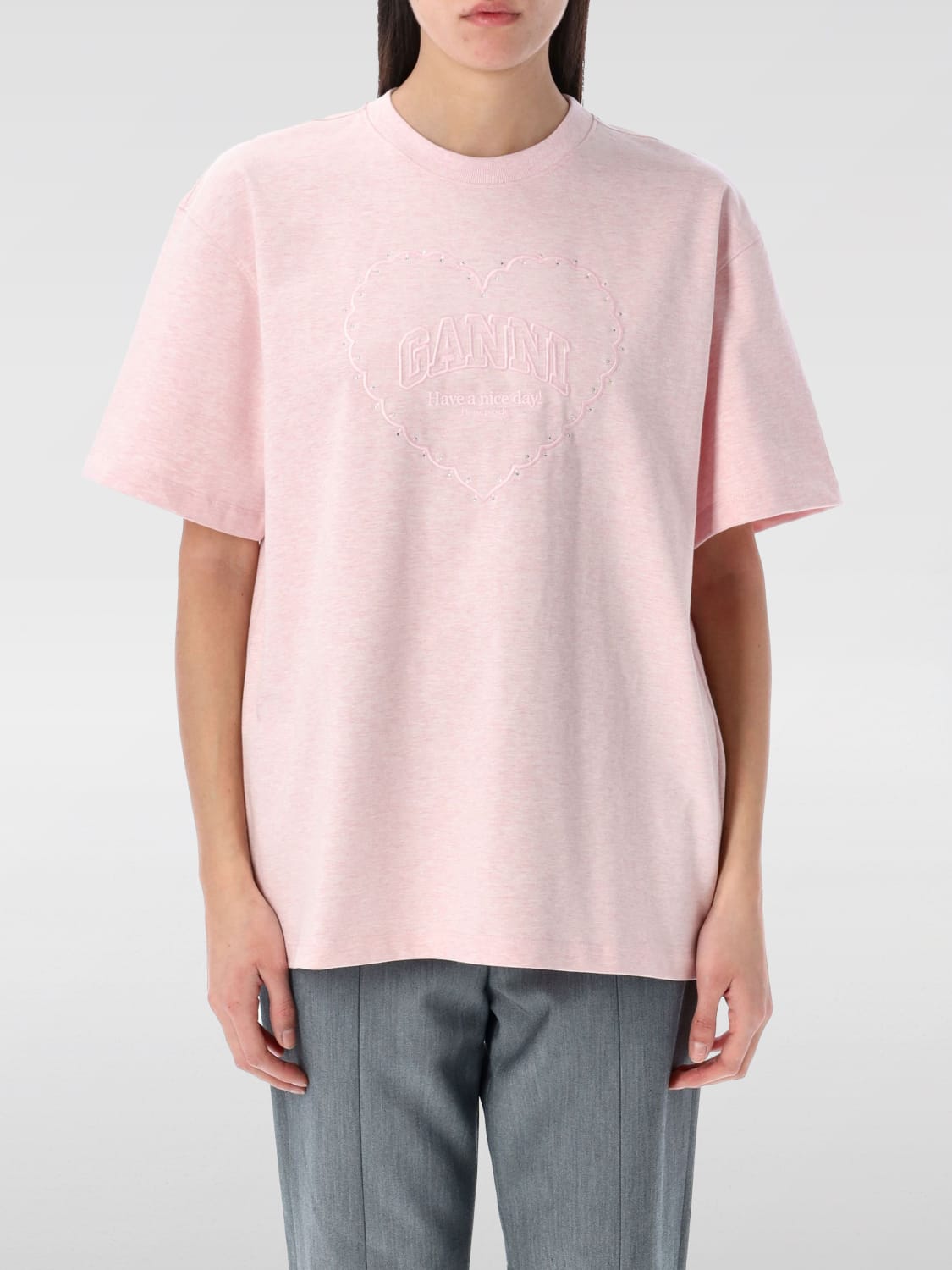 Tシャツ・カットソー GANNI Woman T-Shirt Pink T40903683 868 GANNI: T-shirt woman - Pink | Ganni t-shirt T40903683 online