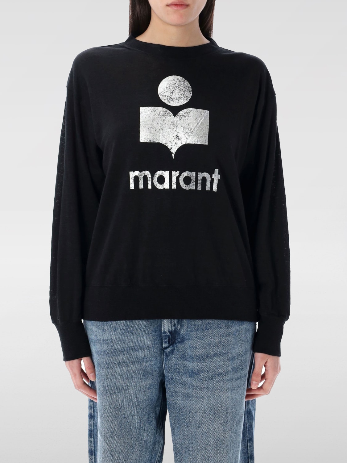 ISABEL MARANT ETOILE FELPA: Felpa a girocollo in lino Isabel Marant Etoile, Nero - Img 1