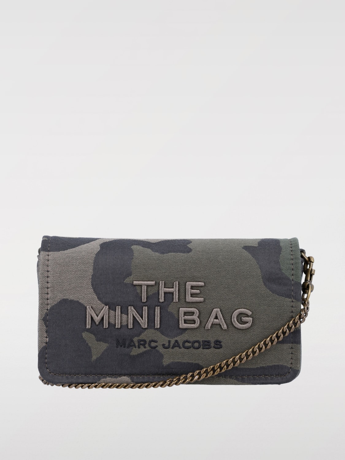 MARC JACOBS BORSA MINI: Borsa The Camo Chain Mini Bag Marc Jacobs in canvas stampa camouflage , Marrone - Img 1