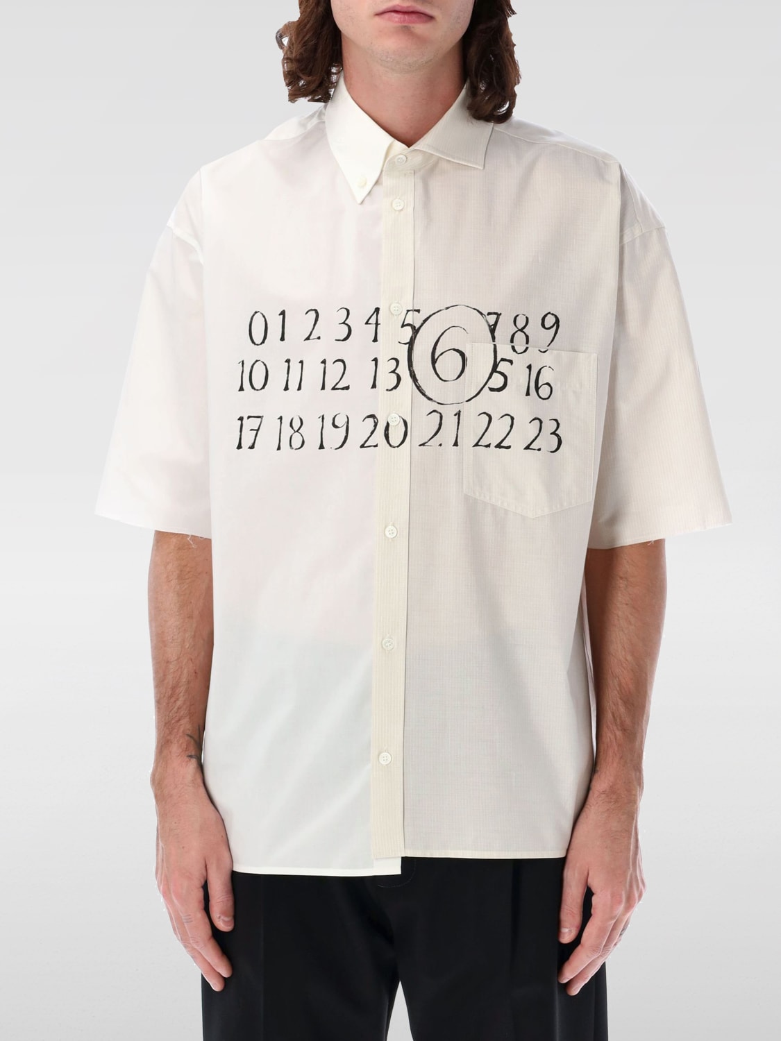 MM6 MAISON MARGIELA: cotton shirt with number logo print White