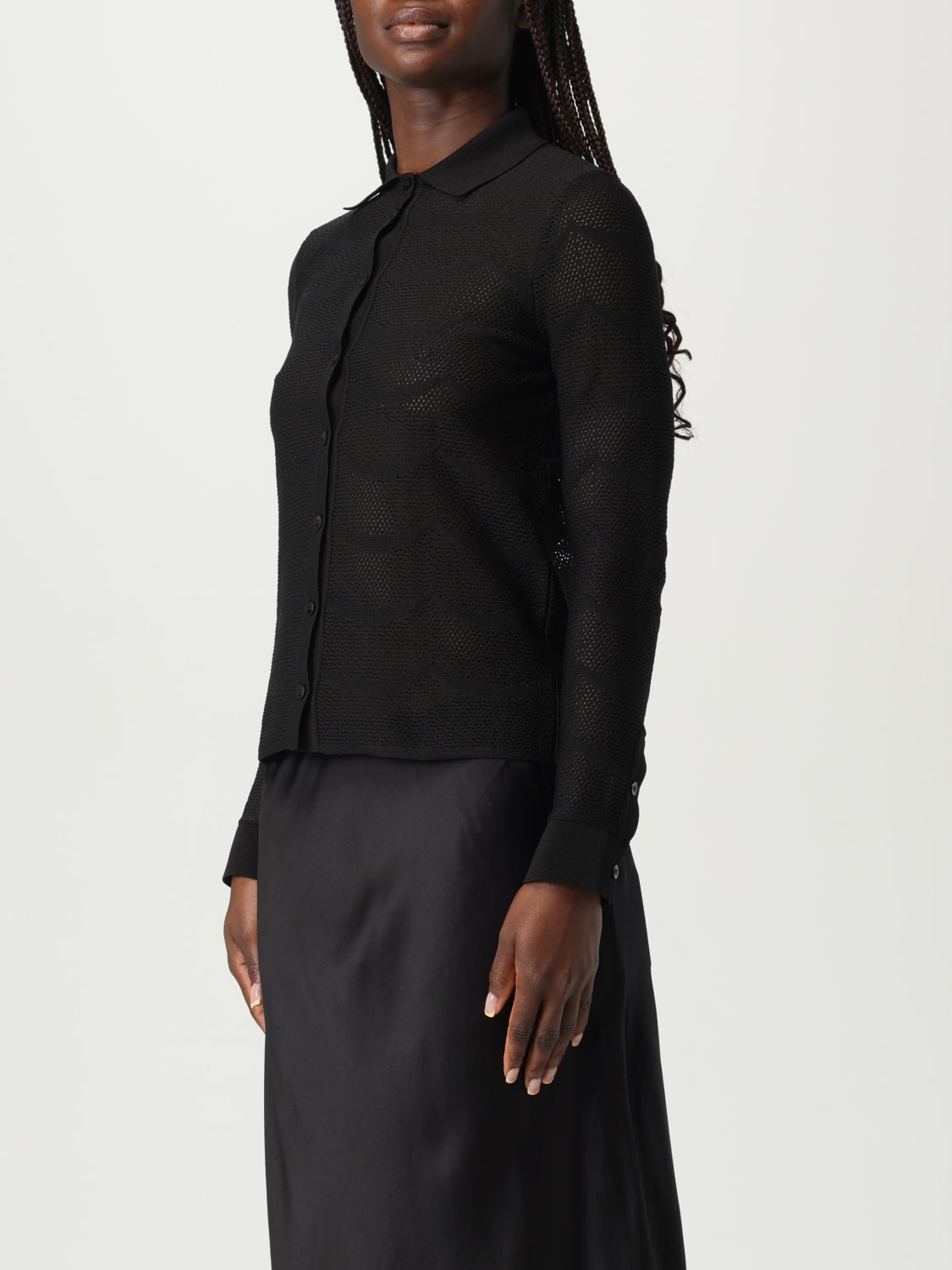 TOM FORD CAMICIA: Camicia in maglia traforata Tom Ford in seta e cotone, Nero - Img 4