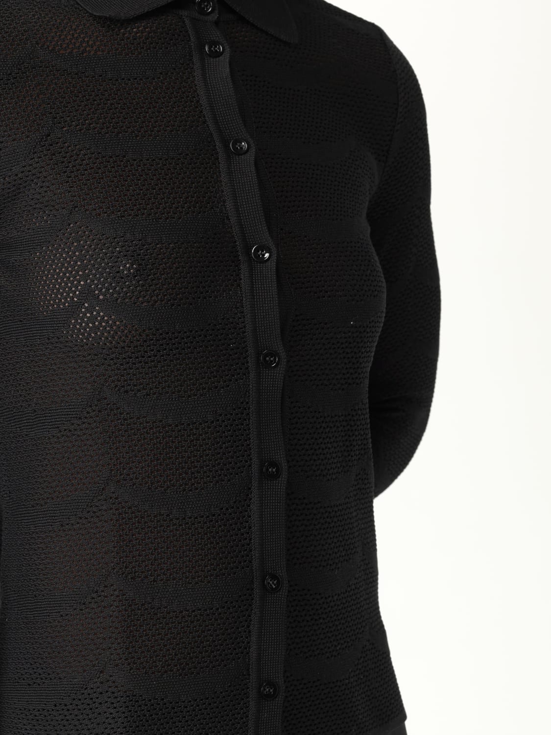 TOM FORD CAMICIA: Camicia in maglia traforata Tom Ford in seta e cotone, Nero - Img 5