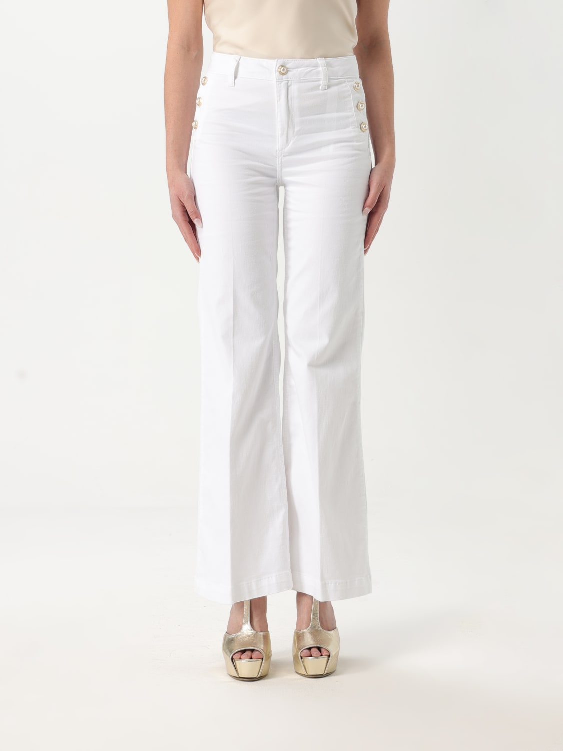 パンツ LIU JO Women Straight Pants WA5459T403311111 White Flared cotton trousers colour white | Liu Jo