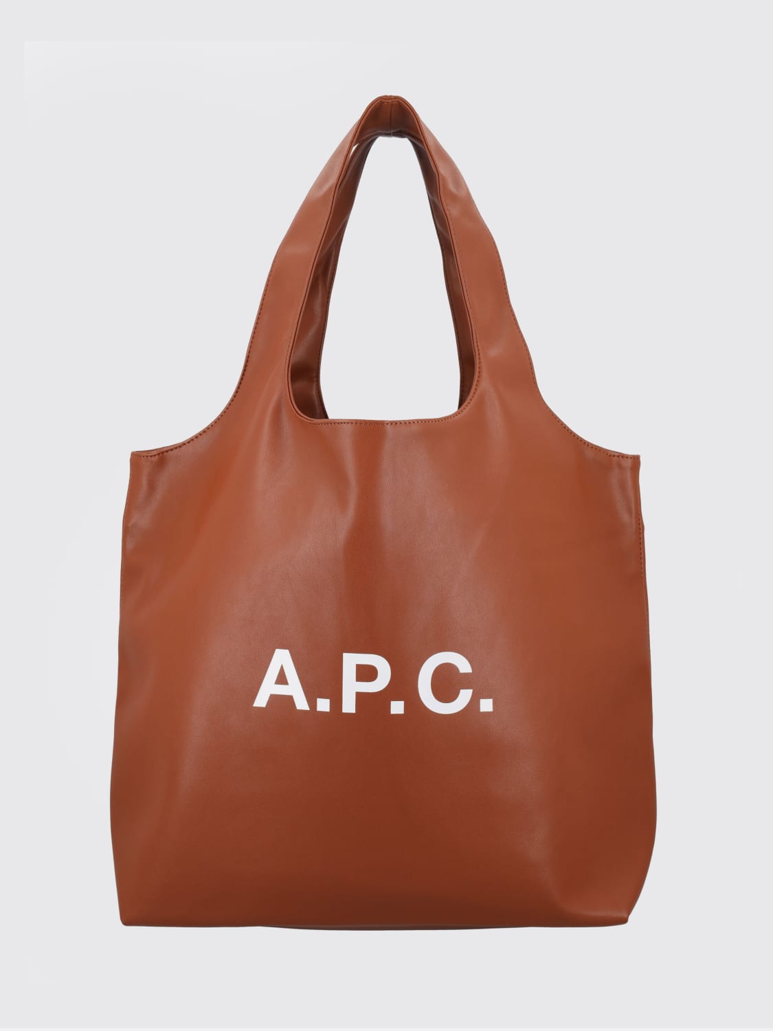 A.P.C. BORSA A TRACOLLA: Borsa a spalla Ninon con logo A.P.C. in pelle sintetica, Nocciola - Img 1