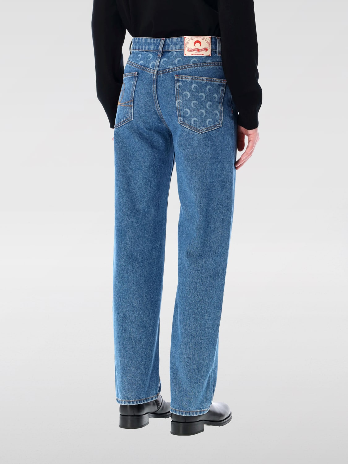 MARINE SERRE JEANS: Jeans Marine Serre in cotone con monogram , Blue - Img 2