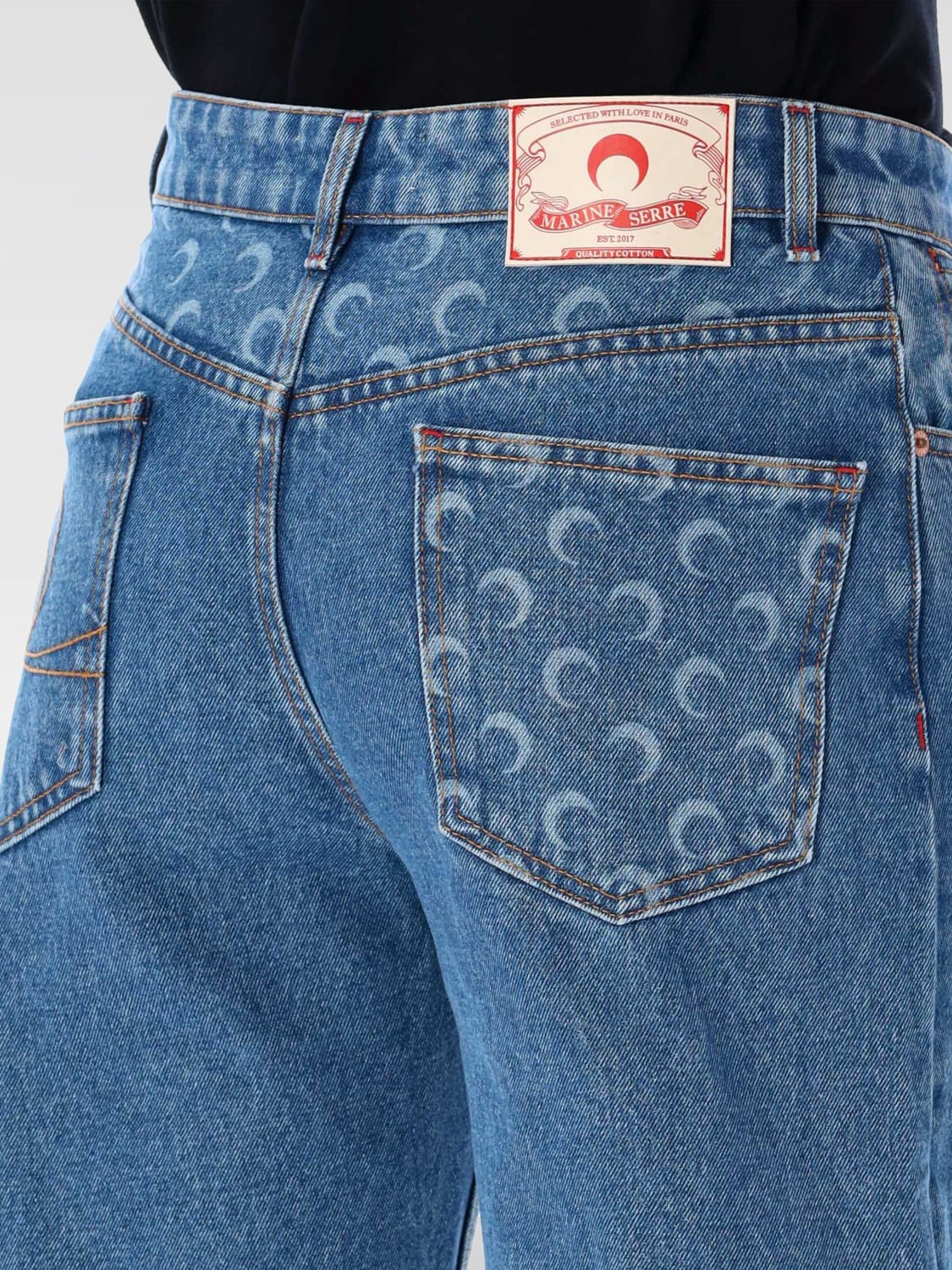 MARINE SERRE JEANS: Jeans Marine Serre in cotone con monogram , Blue - Img 3